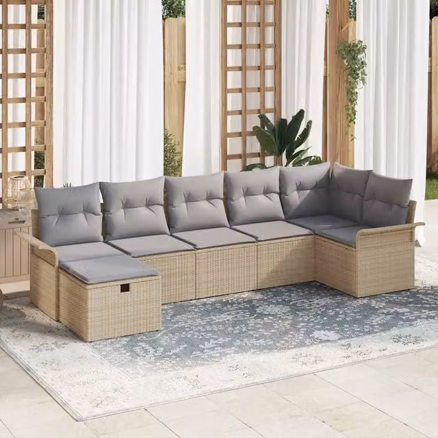 Set Divano da Giardino 7 pz Poly Rattan 3360231