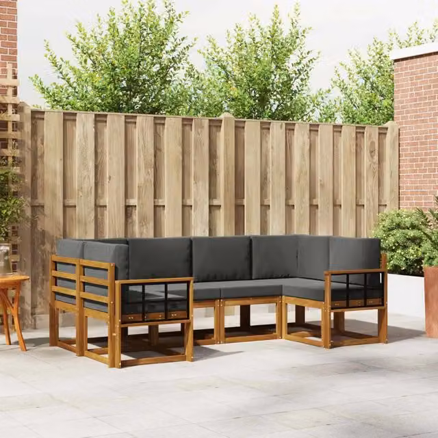 Set di divani da esterno 6 pz Naturale e Antracite 3366895