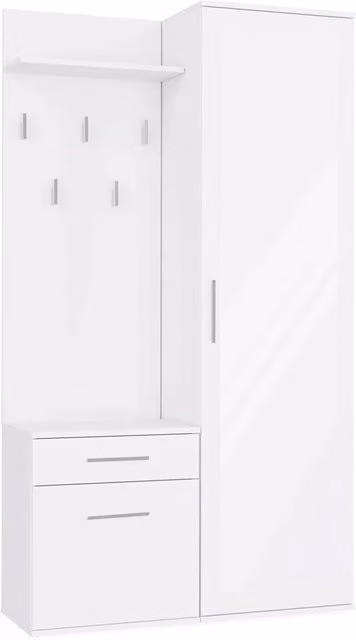 Guardaroba DUO moderno bianco con specchio e cassetti H: 180 cm, L: 100 cm, P: 50 cm – 1