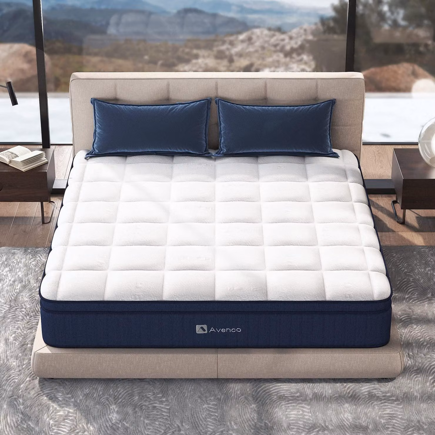 Avenco, materasso 160x200, materasso a molle insacchettate, con lattice naturale e fibra di alta qualità