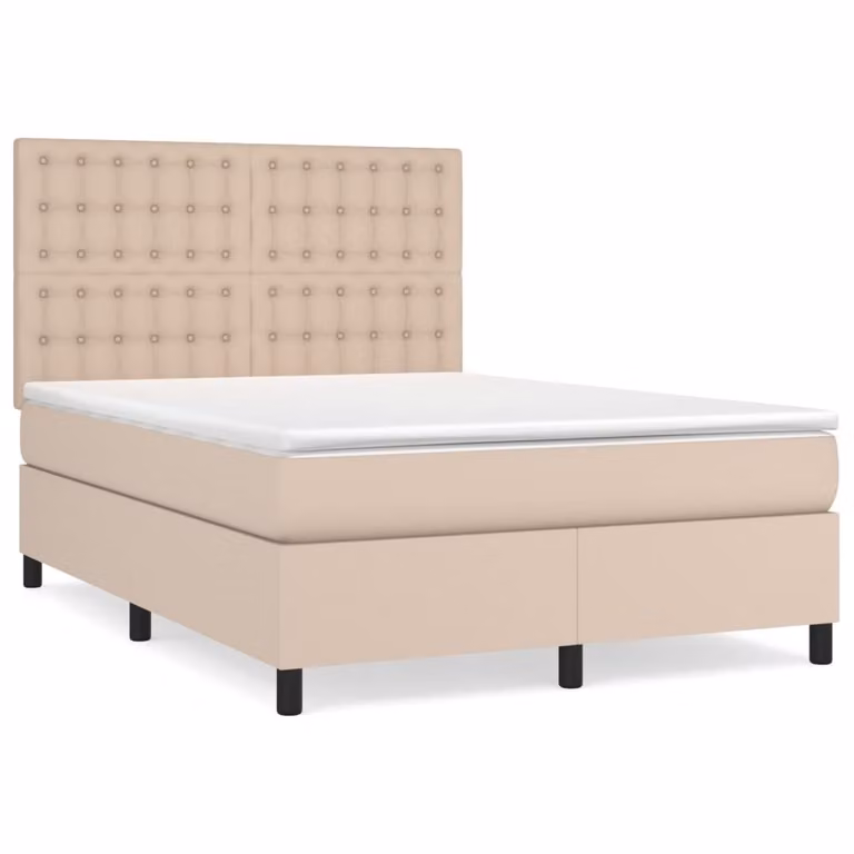 Giroletto a Molle con Materasso Cappuccino 140x190cm Pelle finta