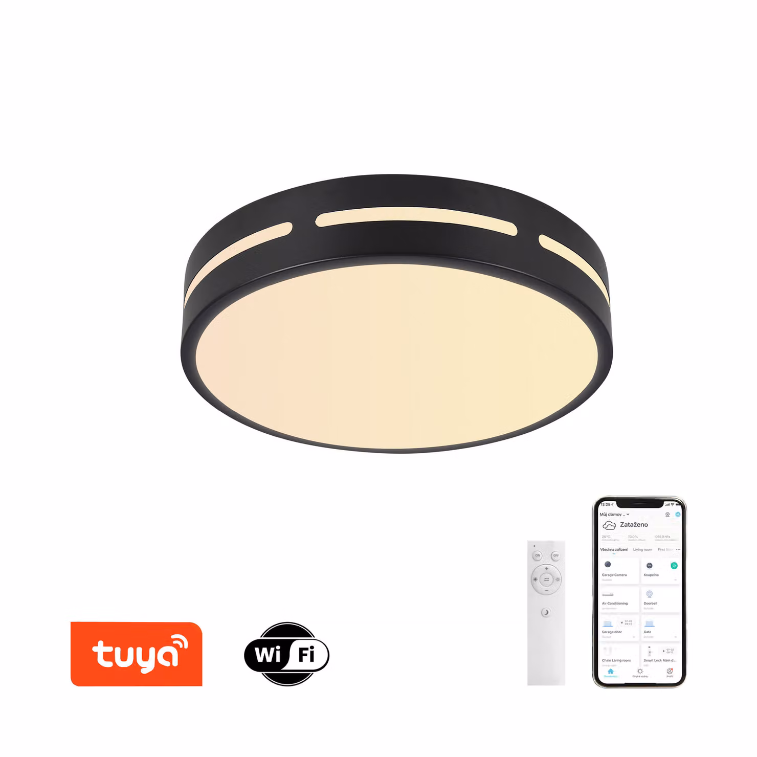 Immax NEO LITE PERFECTO Plafoniera intelligente cerchio 50cm, 48W nero Tuya WiFi