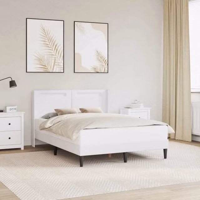Letto moderno con testiera e giroletto in similpelle bianco e multicolore con illuminazione sottostante e porte USB, L/P/H: 140 x 200 x 144 cm