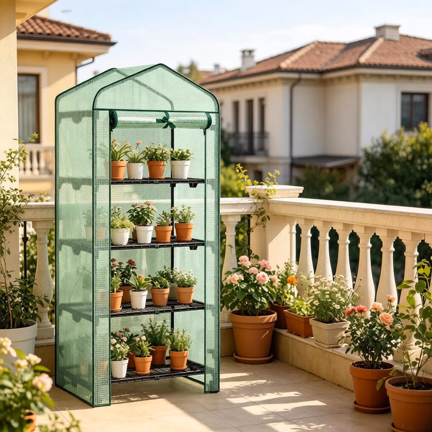 Serra per pomodori, serra con ruote, piccola serra con scaffali, serra per pomodori con porta a rullo (disponibile solo con la serra)