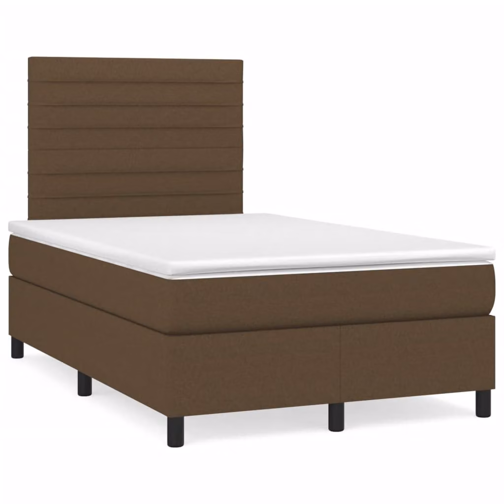 vidaXL Letto Ibrido con Giroletto a Molle e Materasso in Legno di Pino e Tessuto, Marrone e Bianco, L/P/H: 120 x 200 x 123 cm