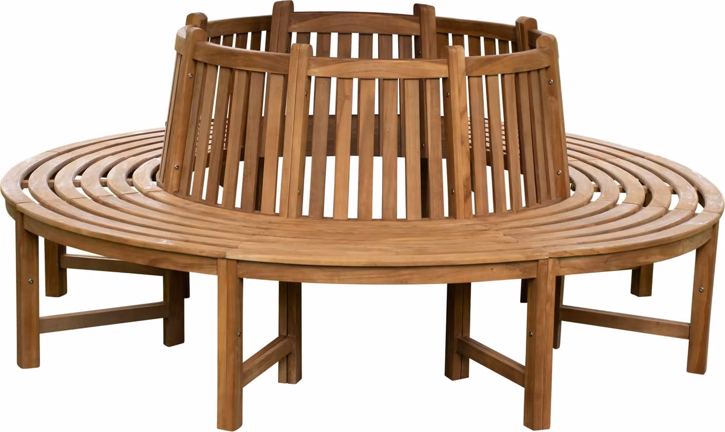 CLP Baumbank, panca da giardino rotonda in teak Nila, resistente agli agenti atmosferici, con schienale | Colore: marrone