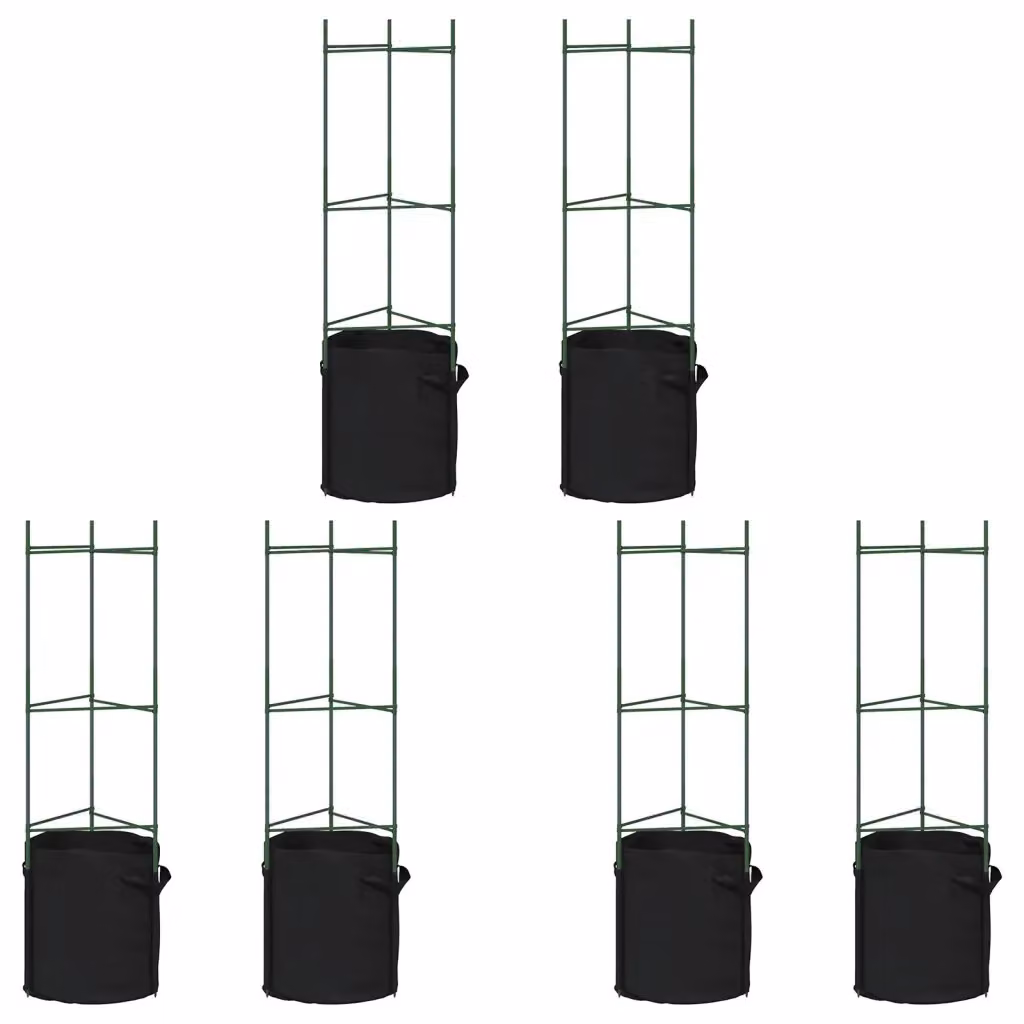 Set di 6 sostegni per piante e pomodori vidaXL in acciaio e plastica, colore verde e nero, Altezza: 116 cm – 2