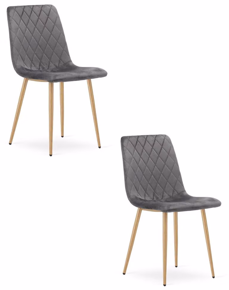 Set di 2 sedie Turin in velluto grigio scuro e gambe effetto legno