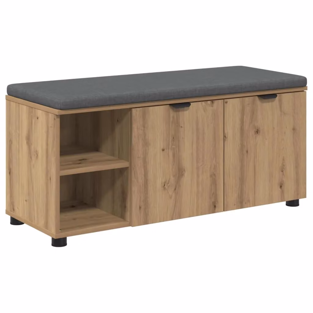 Panca porta scarpe moderna vidaXL in rovere marrone con contenitore L: 100 cm, P: 38 cm, H: 46 cm – 2