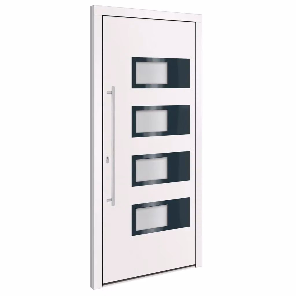 Porta d'ingresso moderna vidaXL in alluminio e plastica bianca con inserto in vetro L: 100 cm, H: 210 cm – 2