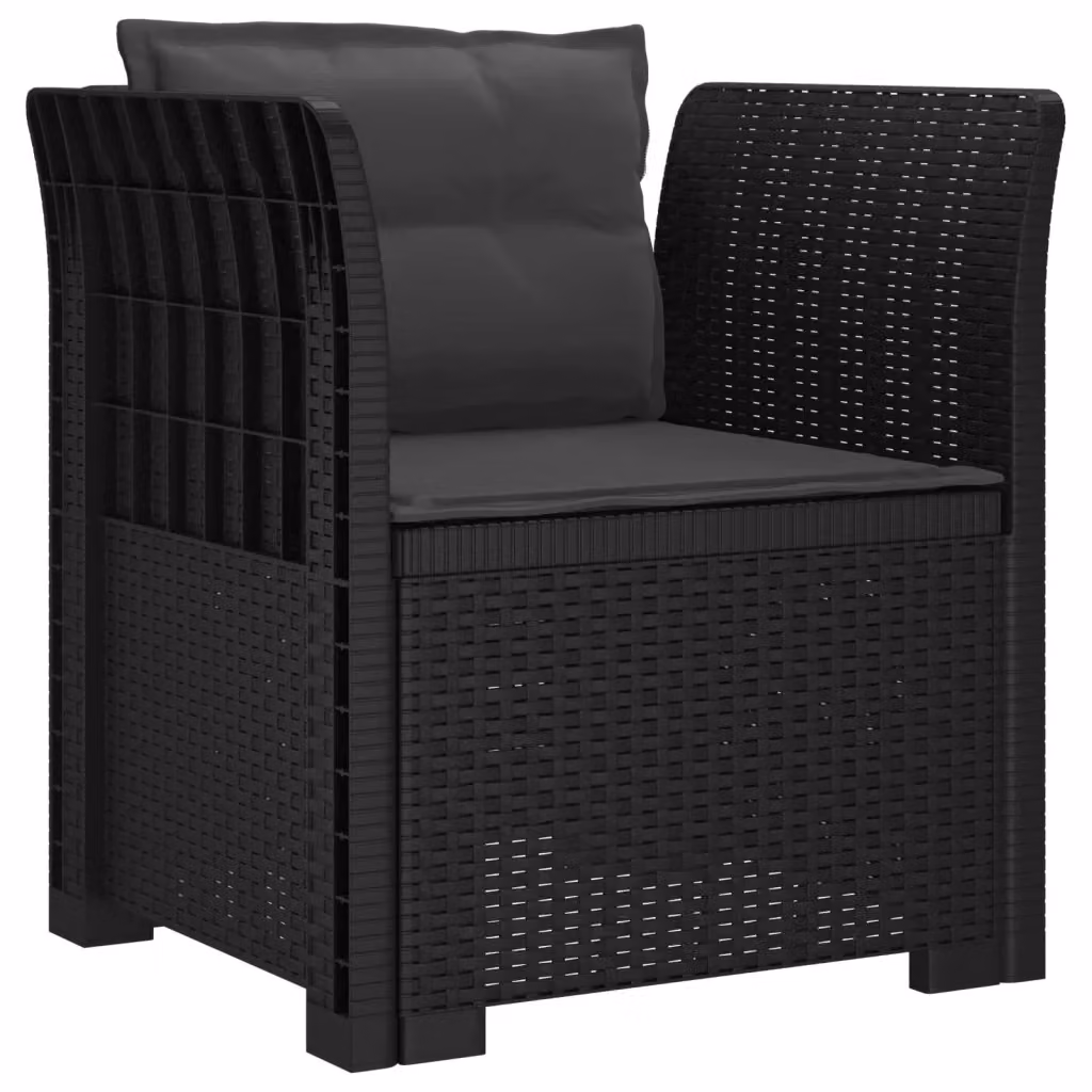 Sedia da giardino poltrona a 1 posto con cuscini in effetto rattan color antracite per esterno e balcone – 2