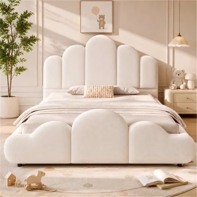 letto imbottito velluto beige 140 x 200 cm