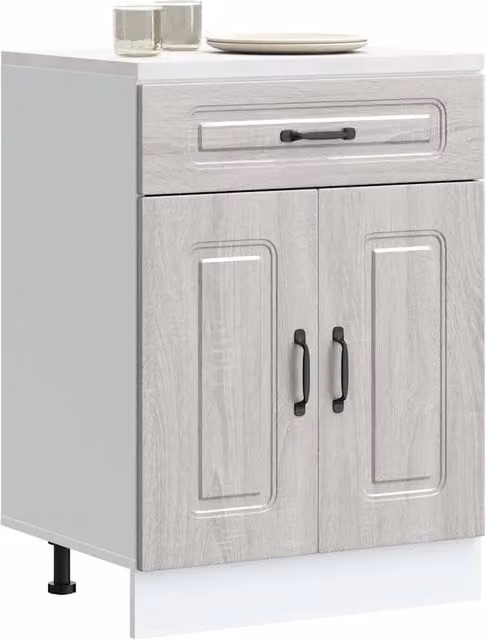 Base da cucina moderna vidaXL in legno grigio con ante a battente L/P/H: 81.5 x 46.0 x 60.0 cm