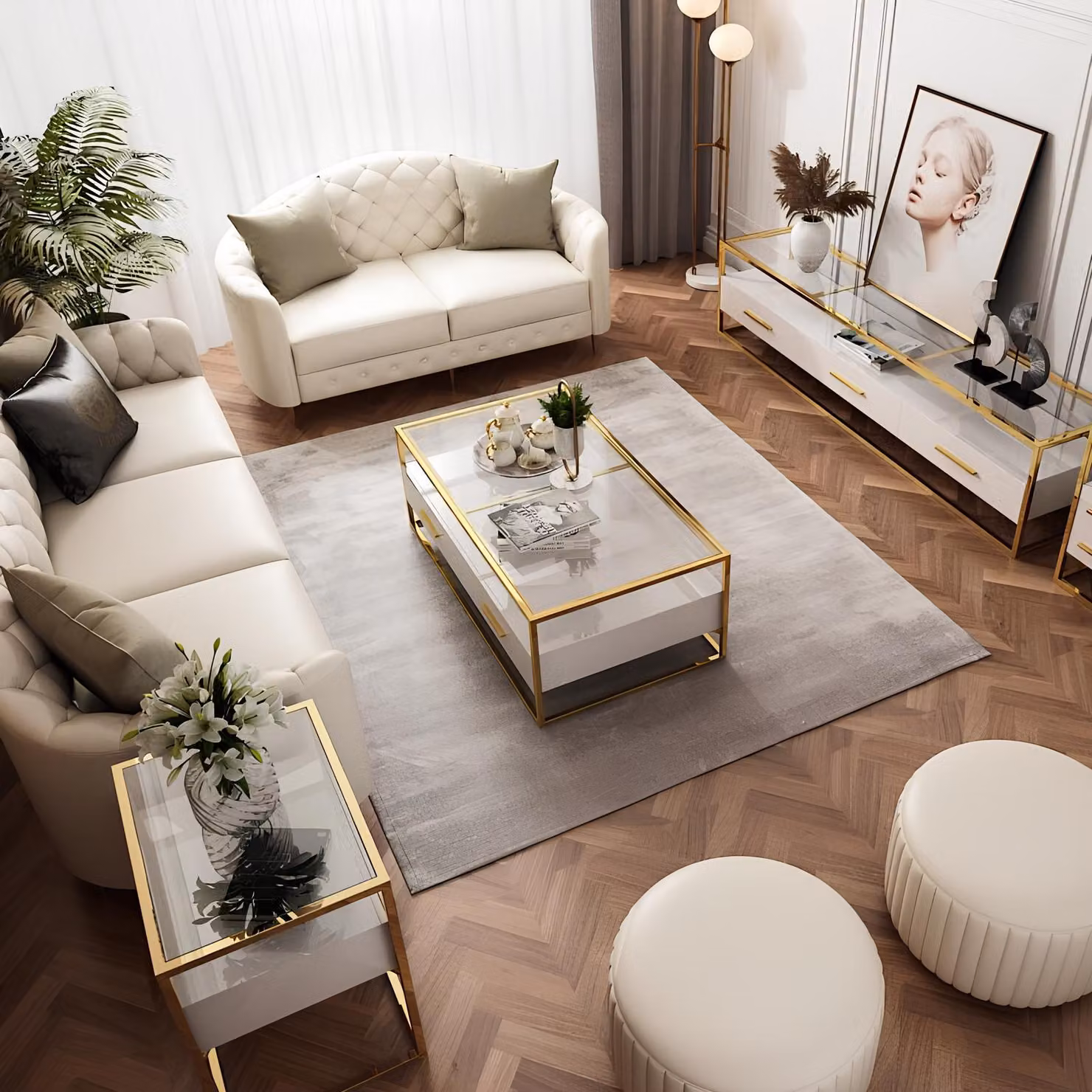 Designer Couch Sitz Polster 3+2 Sitzer Weiß Leder Garnitur Sofa Möbel Garnituren