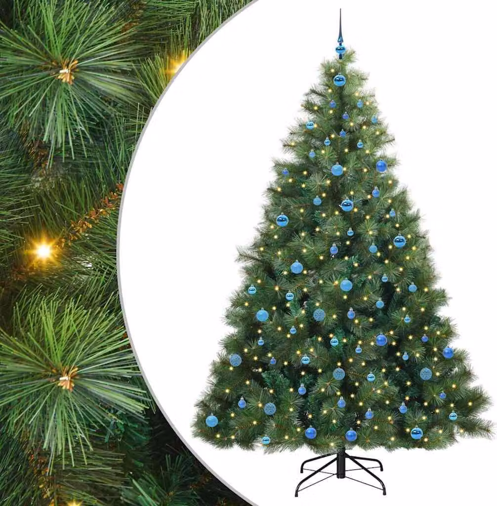 Albero di Natale artificiale con 300 LED verdi da 240 cm in PE e PVC