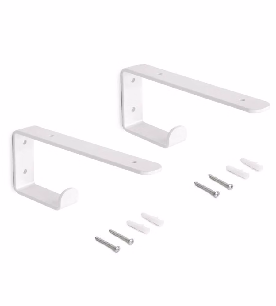 Set di supporti per mensole in legno con gancio integrato Emuca in acciaio verniciato bianco