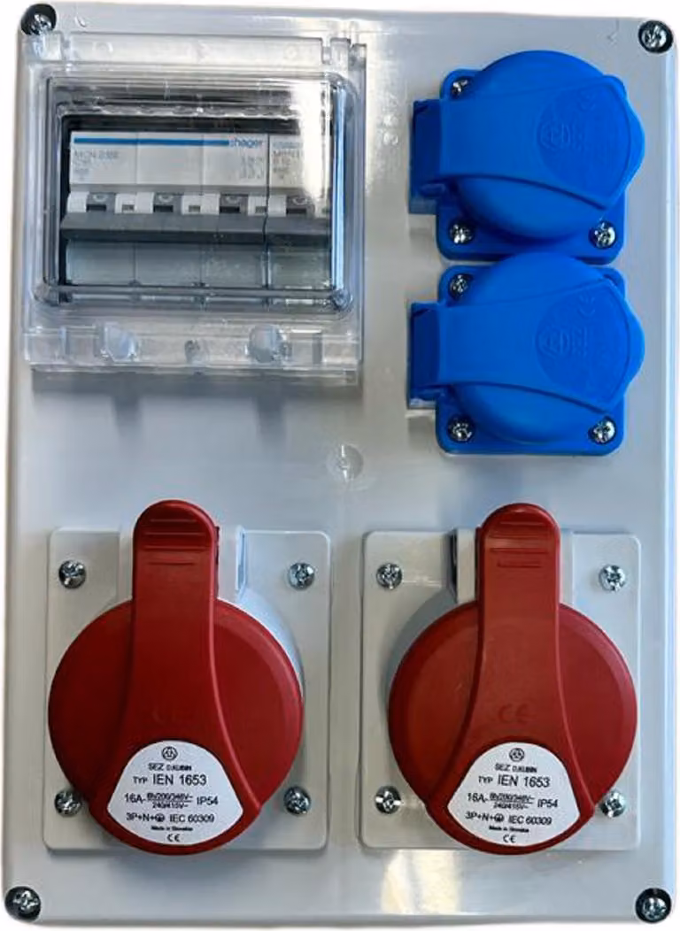 Distributore a muro CEE 32 A, 16 A, 2x230 V con presa Schuko e fusibili HAGER LS ROS-I1603A/S 98H-3