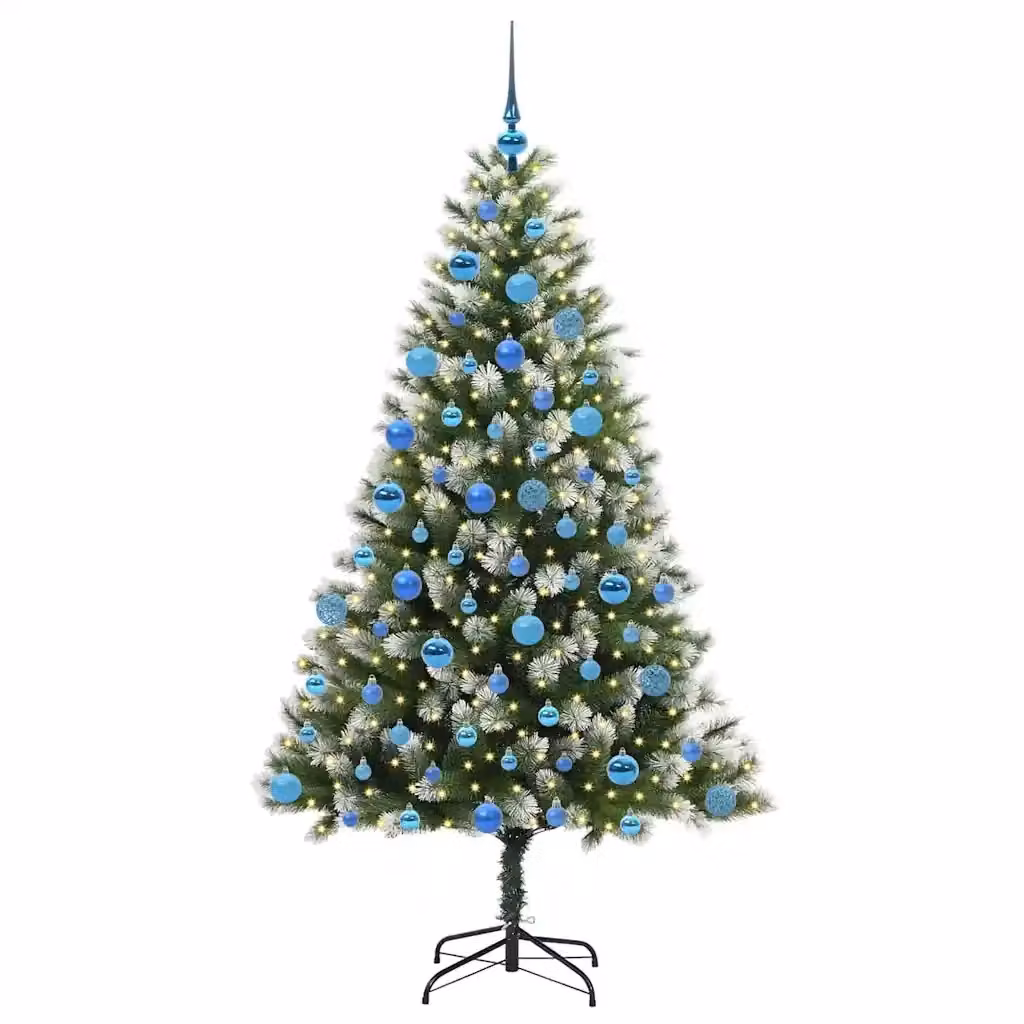 Albero di Natale artificiale con neve fioccata e luci LED warm white vidaXL, verde e bianco, H: 180 cm, L: 102 cm, P: 102 cm – 2