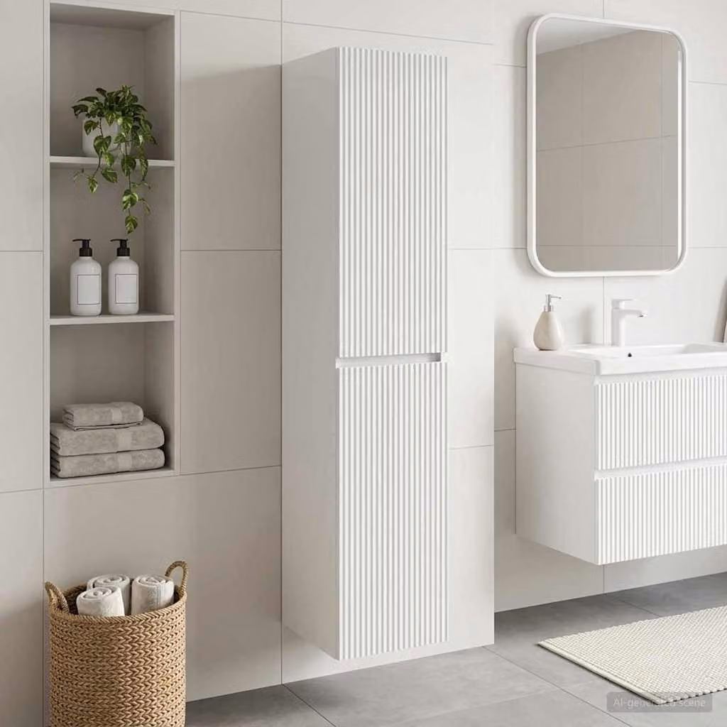 Mobiletto da bagno a muro vidaXL moderno in MDF bianco lucido L 33 cm, P 34,5 cm, H 160 cm
