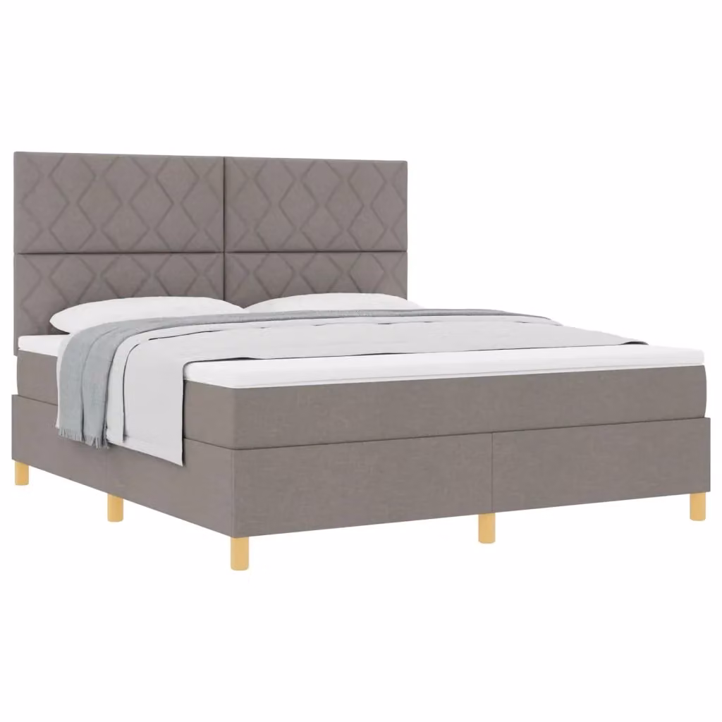 Letto a molle con testiera Talpa vidaXL in tessuto beige o grigio L 180 x P 200 cm – 2
