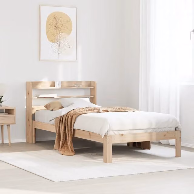 Letto con testiera in legno massello di pino vidaXL L/P/H: 216 x 90 x 151 cm