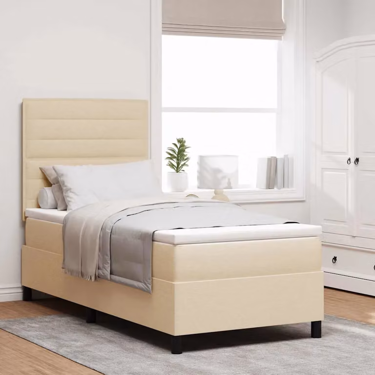 Letto a molle con materasso e illuminazione LED vidaXL, colore beige, L 80 x P 200 cm