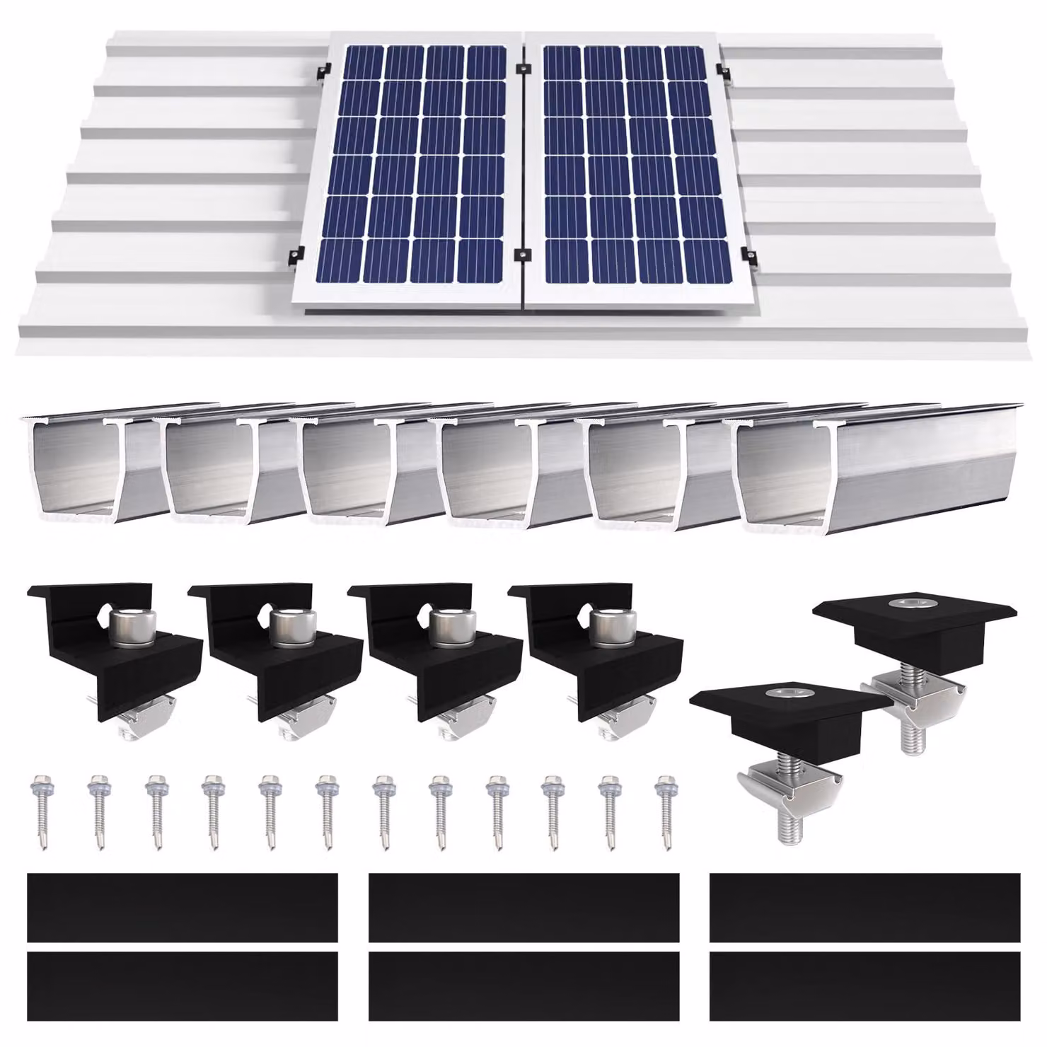 Supporto per pannelli solari, sistema di fissaggio per moduli solari, supporto per moduli fotovoltaici, supporto per pannelli solari per tetti piani