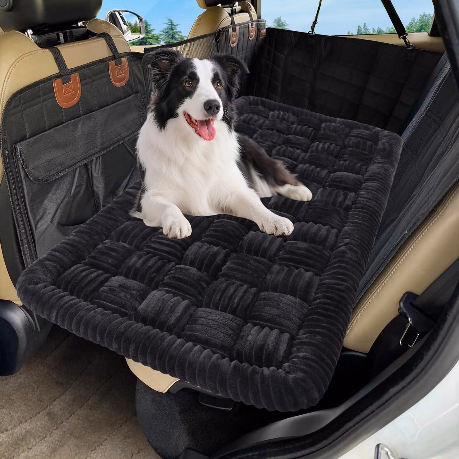 Tappetino per cani per auto, sedile posteriore, 127x62,5 cm, nero, antiscivolo, facile da pulire, resistente ai graffi