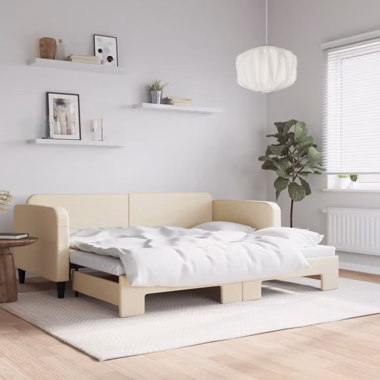 vidaXL Divano Letto con Letto Estraibile in Tessuto Beige