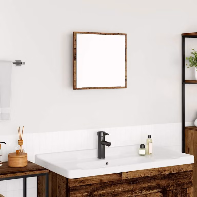 Specchio da bagno con LED vidaXL in legno vecchio marrone, L 40 cm x P 37 cm x H 8,5 cm