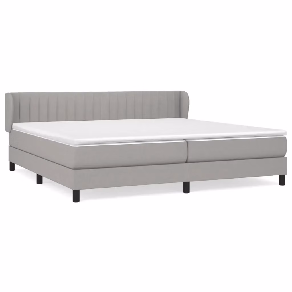 Letto Ibrido vidaXL con Giroletto a Molle e Materasso in Tessuto Grigio e Bianco L/P: 200 x 200 cm – 2