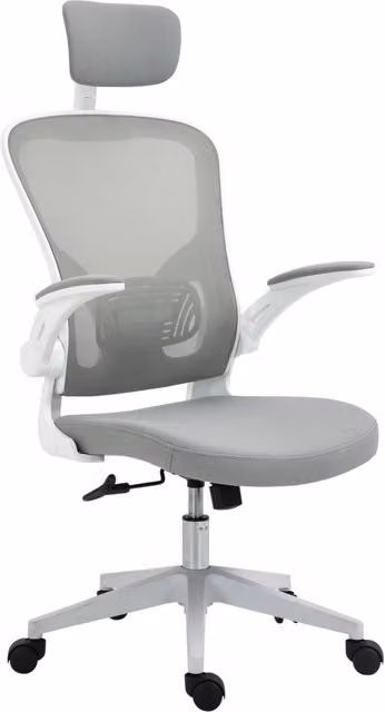 Sedia da ufficio ergonomica Minimal Grigia con schienale alto, poggiatesta e supporto lombare, L: 65 cm, P: 64 cm, H: 114-122 cm