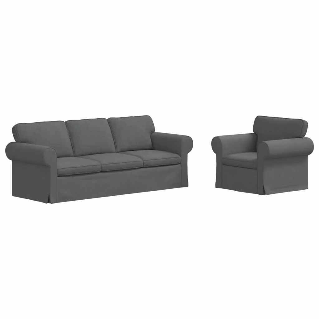 Set di 2 divani vidaXL a forma di L in tessuto grigio scuro e nero, L/P/H: 215 x 80 x 82 cm – 2