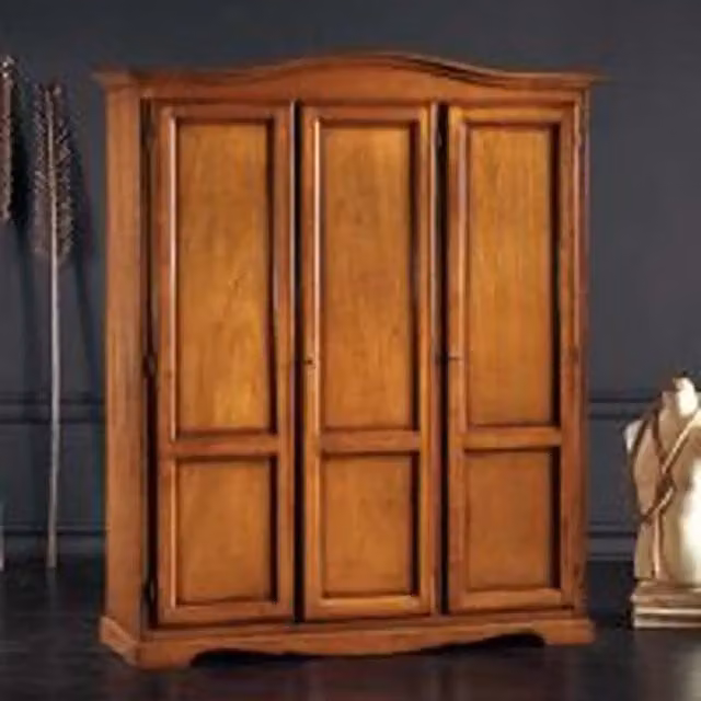 Armadio KIVIO in legno marrone con 3 ante battenti per camera da letto L/P/H: 158 x 55 x 197 cm