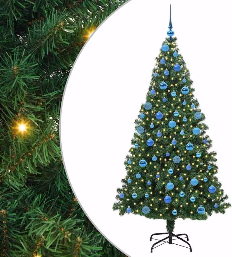 Albero di Natale artificiale rovesciato con pallina verde 180 cm in PVC