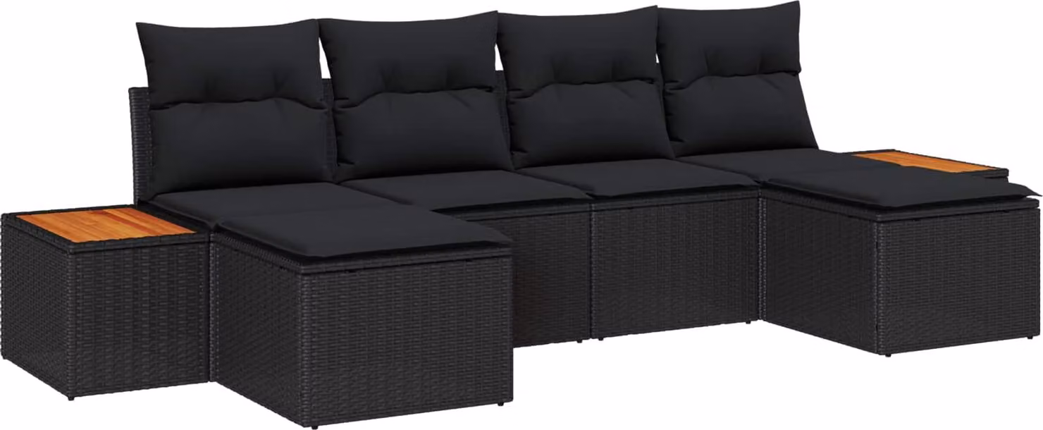 Maison Exclusive - Set da giardino composto da 6 pezzi, divano in rattan sintetico nero