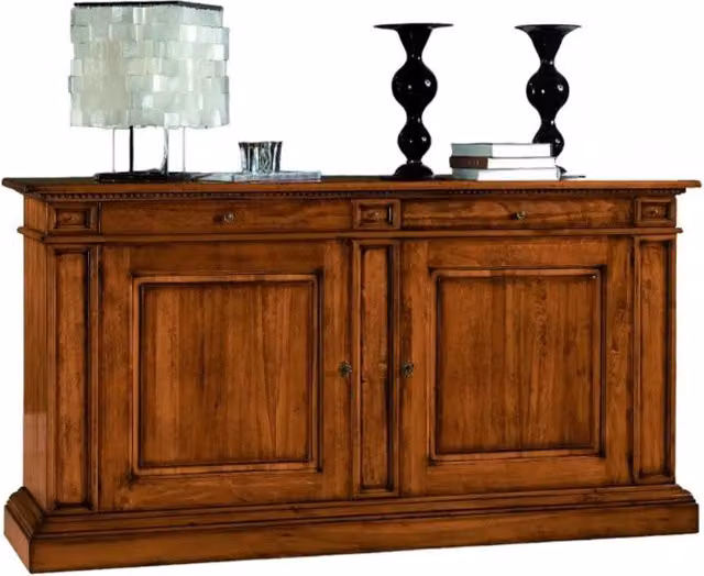 Madia credenza 2 porte in legno di pino color noce Mobili 2G L: 213 cm, P: 55 cm, H: 115 cm – 1