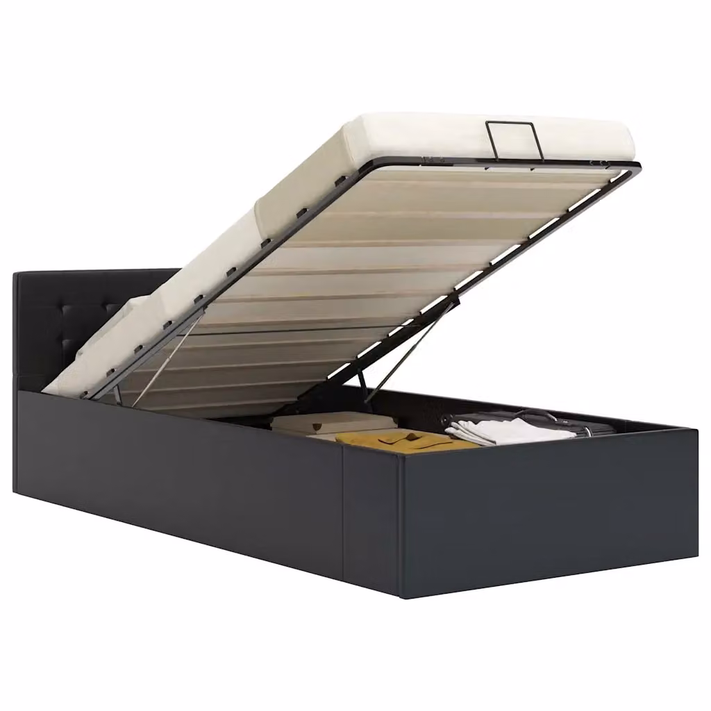 Giroletto con contenitore idraulico vidaXL in similpelle nero L/P/H: 211 x 90 x 200 cm – 2