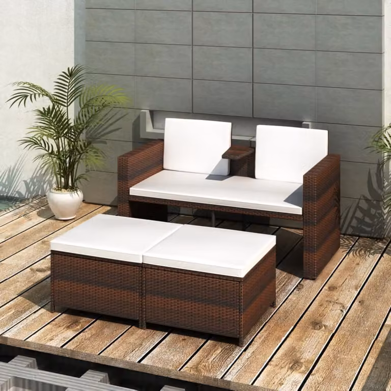 Maison Exclusive - Set da giardino da 4 pezzi con cuscini in polyrattan marrone