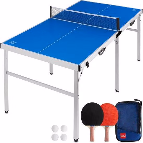 Tavolo da ping-pong - Per uso interno ed esterno - Design pieghevole - 183 x 91 cm - Blu
