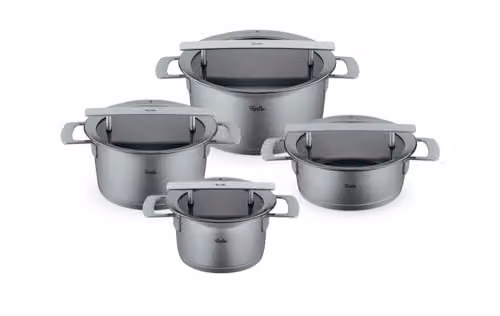 Fissler Phi Collection, Set 4 Pezzi, Casseruole da 16, 20, 24 cm E Padella da 20 cm con Coperchio in Vetro