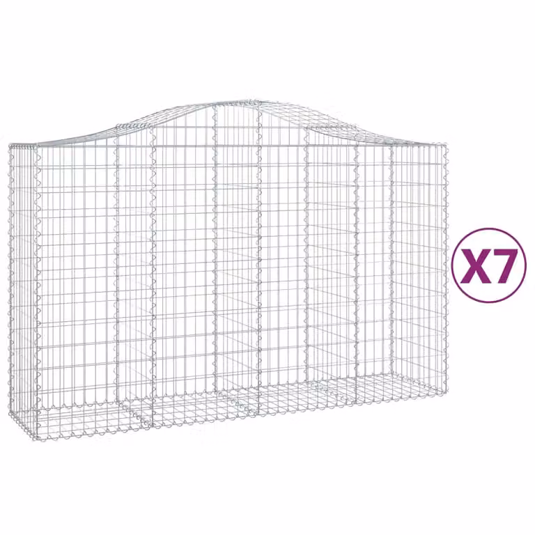 Cesti Gabbioni ad Arco 7 pz 200x50x120/140 cm Ferro Zincato