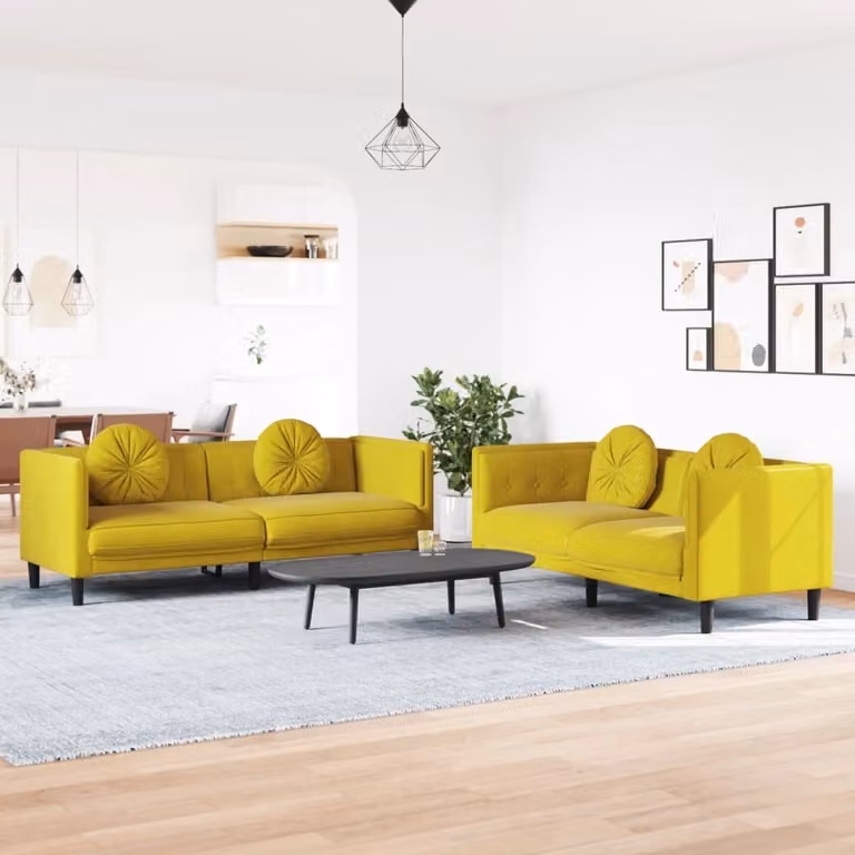 Maison Exclusive - Set divano a 2 posti con cuscini in velluto giallo
