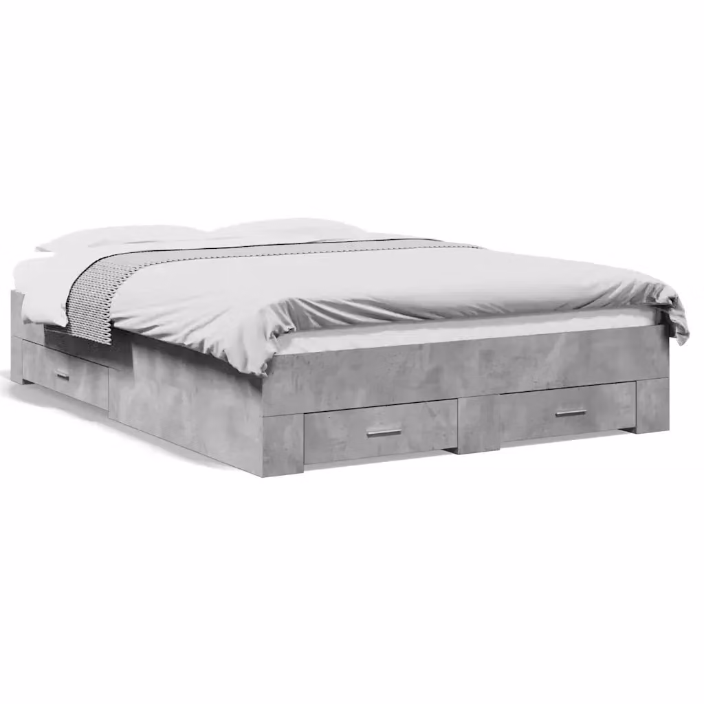 vidaXL Giroletto con Cassetti in Legno Multistrato Grigio, L: 138 cm, P: 193 cm, H: 32 cm – 2