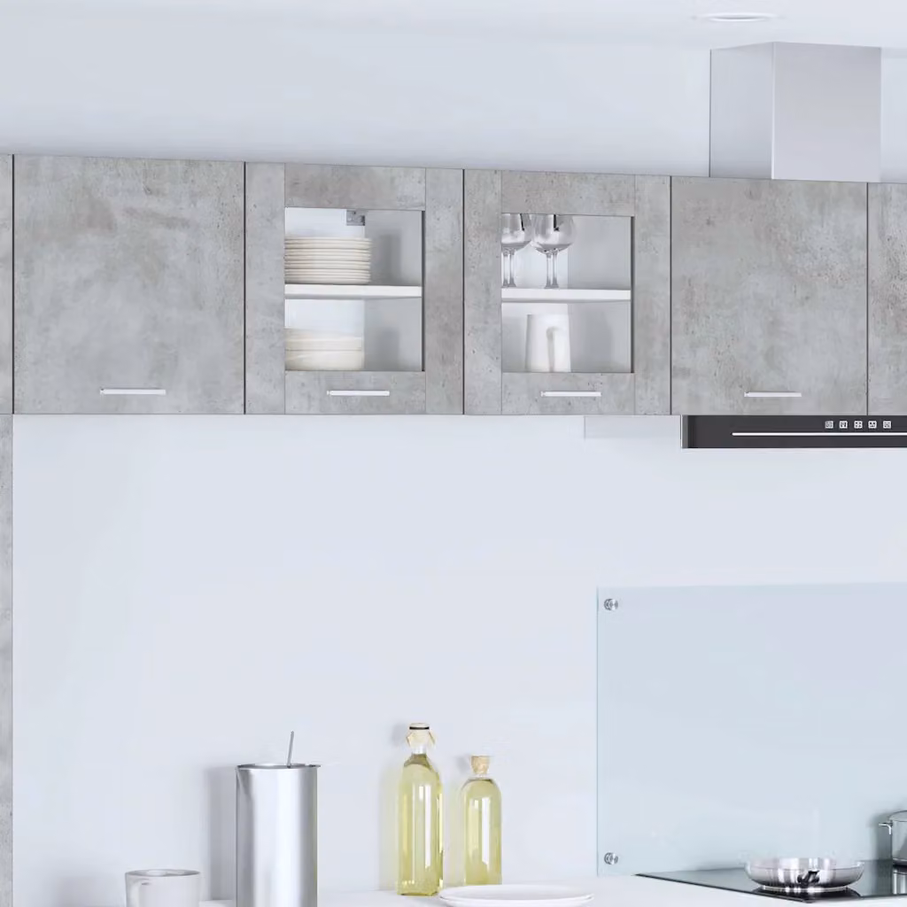 Armadio pensile da cucina moderno vidaXL con ante in vetro, Grigio, L 40 cm x P 31 cm x H 40 cm