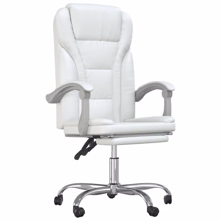 Poltrona da Ufficio Reclinabile Bianca in Pelle finta