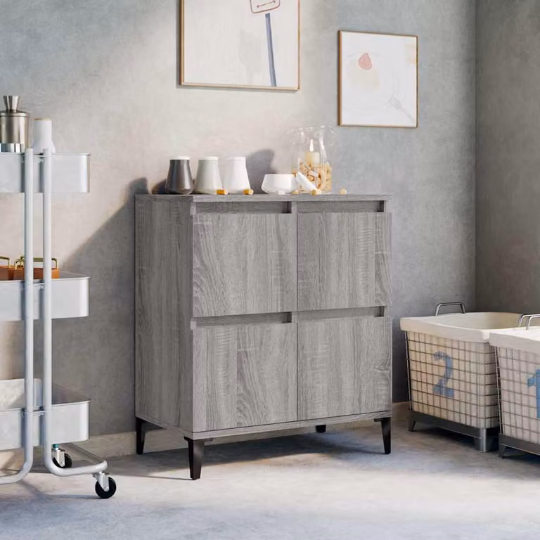 Credenza vidaXL in Legno Multistrato Grigio per Sala da Pranza L: 60 cm, P: 35 cm, H: 70 cm