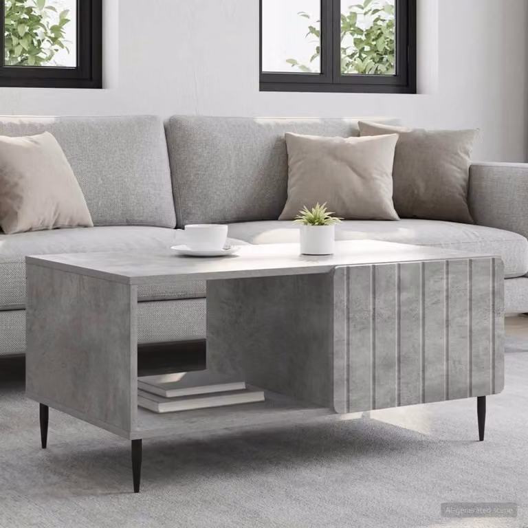 vidaXL Tavolino da salotto moderno rettangolare in composito e metallo, Grigio e Nero, L 90 x P 50 x H 40 cm