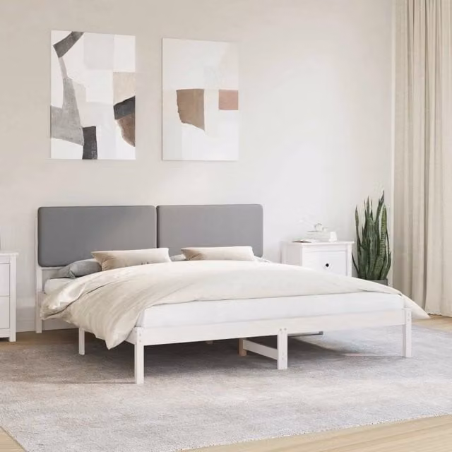 Letto con Testiera Rivestita Grigio chiaro 180 x 200 cm 877893