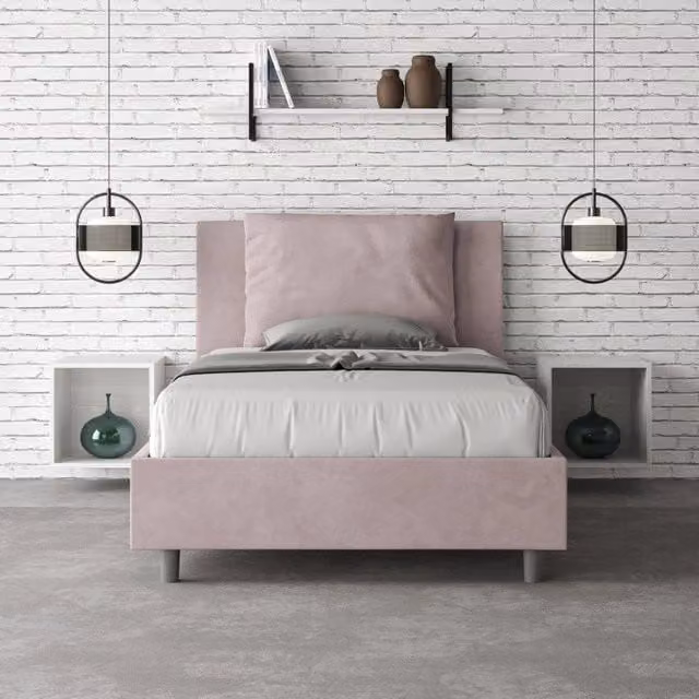 Letto imbottito Antea Ityhome in microfibra colore glicine con rete L: 110 cm, P: 212 cm, H: 125 cm – 1